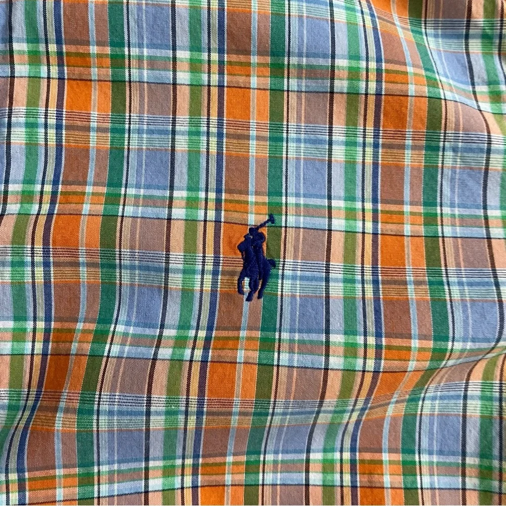 Ralph Lauren Blue, Green & Orange Plaid Long Sleeve Button Down size L (14-16)